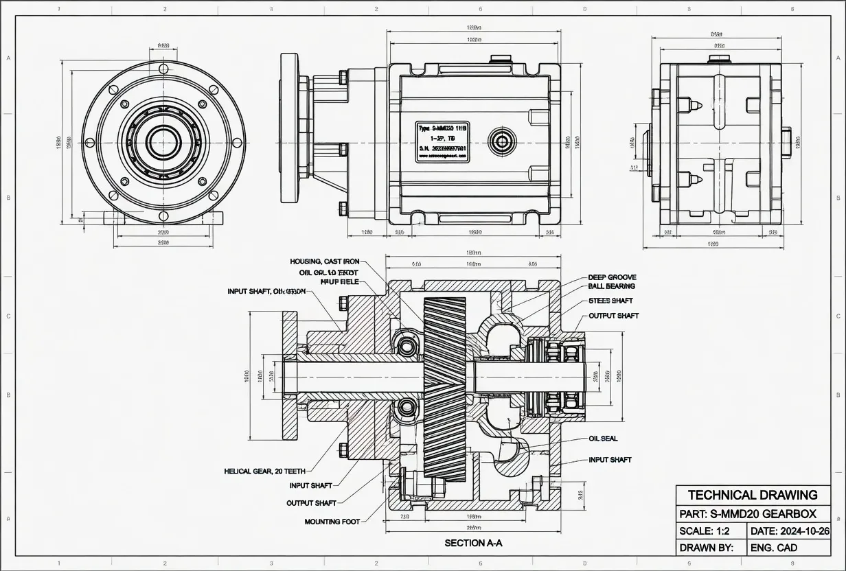 KM gearbox configurations including motor and flange options